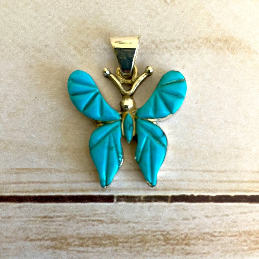 Turquoise Butterfly Pendant Charm NEW